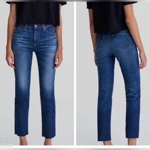 AG The Isabelle High Rise Straight Crop Jeans Medium Wash Size 24